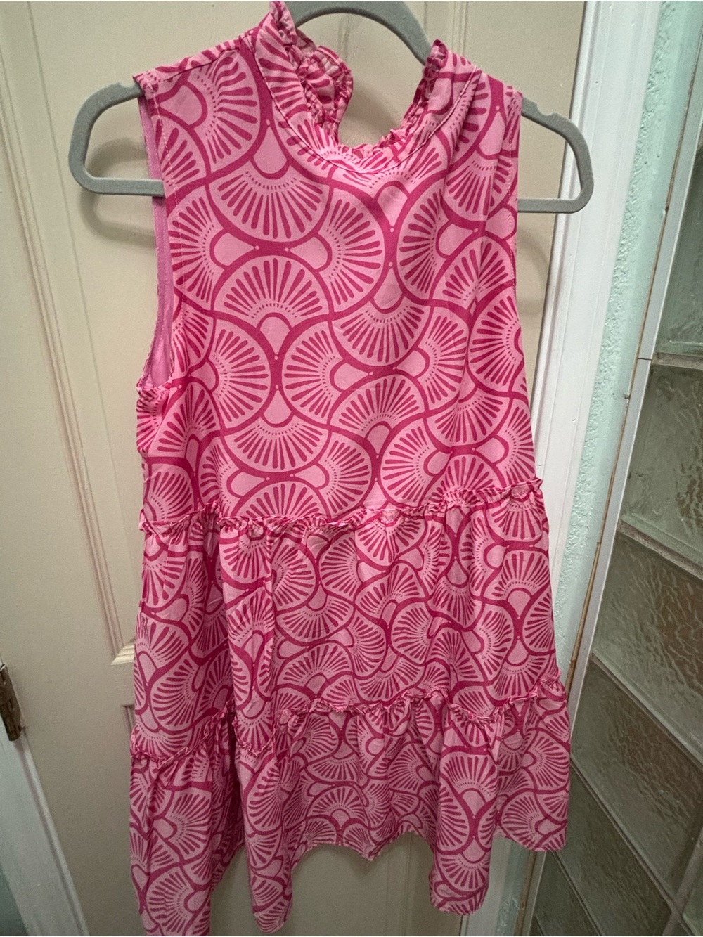 J Marie Sleeveless Pink Patterned Tiered Tunic Dress Size Medium
